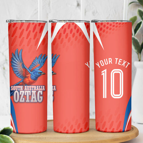 Personalized South Australia Oztag Bird Mascot Skinny Tumbler Dynamic Team Spirit Graphic