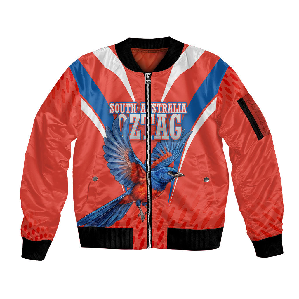 Personalized South Australia Oztag Bird Mascot Sleeve Zip Bomber Jacket Dynamic Team Spirit Graphic