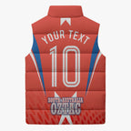 Personalized South Australia Oztag Bird Mascot Sleeveless Puffer Jacket Dynamic Team Spirit Graphic