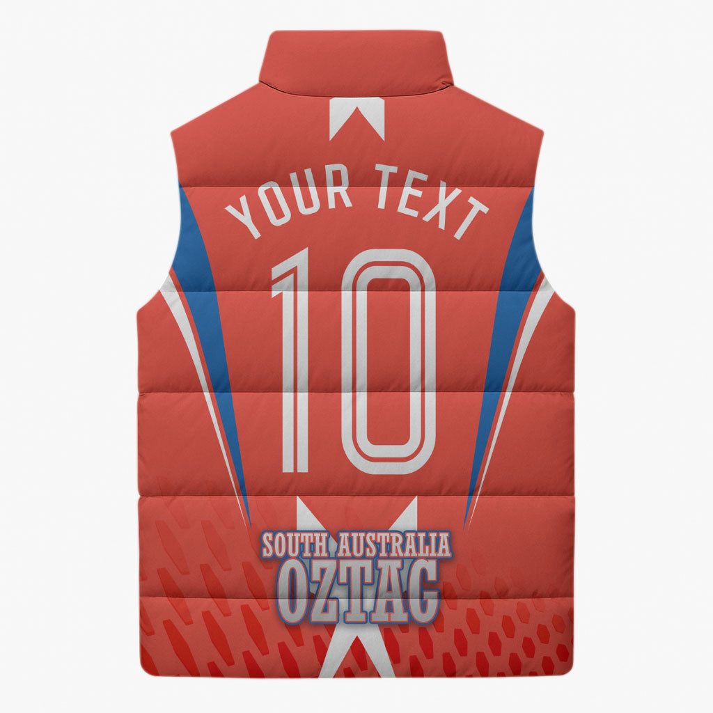 Personalized South Australia Oztag Bird Mascot Sleeveless Puffer Jacket Dynamic Team Spirit Graphic