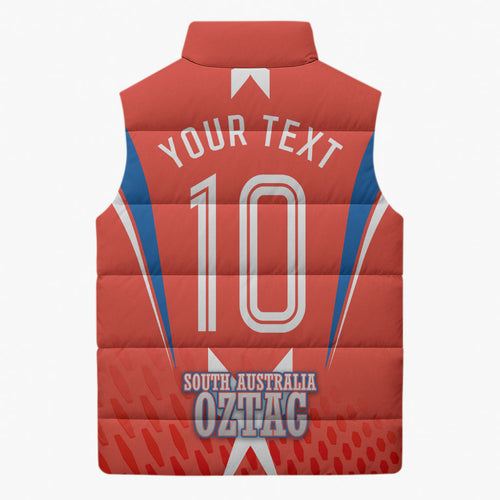 Personalized South Australia Oztag Bird Mascot Sleeveless Puffer Jacket Dynamic Team Spirit Graphic