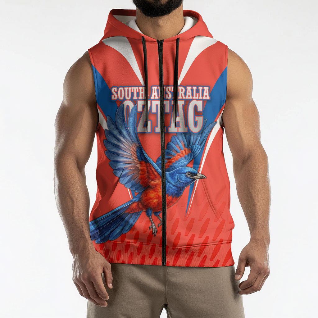Personalized South Australia Oztag Bird Mascot Sleeveless Zip Hoodie Dynamic Team Spirit Graphic