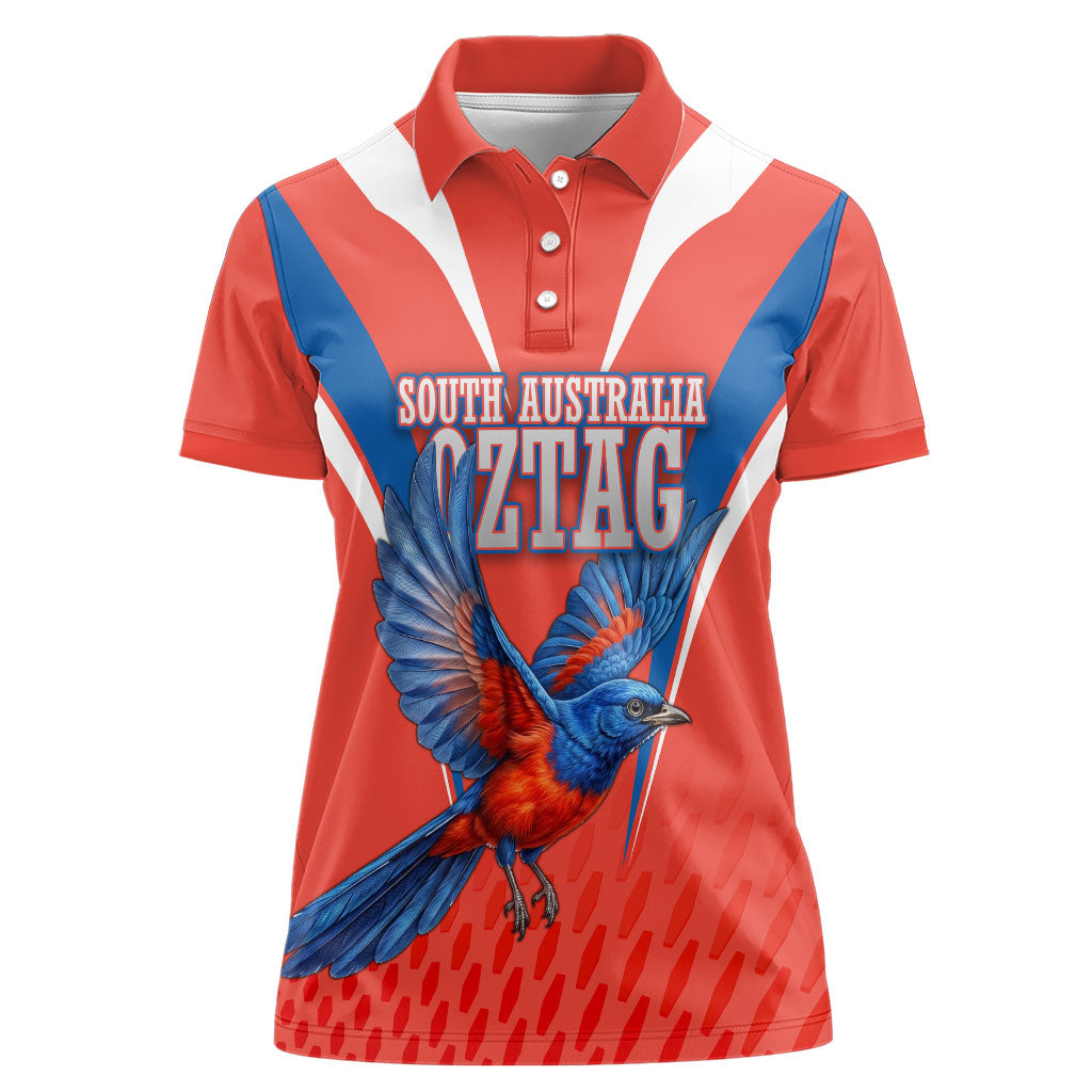 Personalized South Australia Oztag Bird Mascot Women Polo Shirt Dynamic Team Spirit Graphic