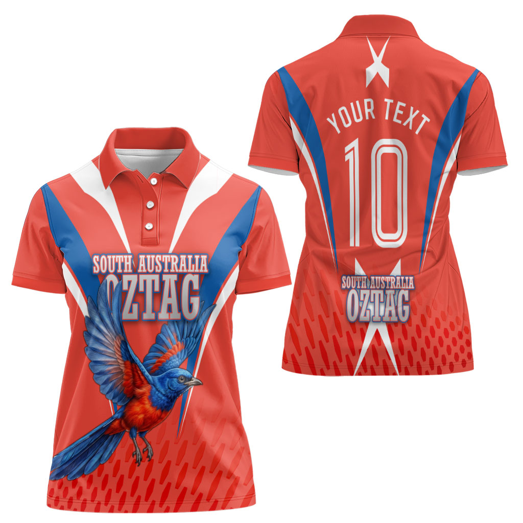 Personalized South Australia Oztag Bird Mascot Women Polo Shirt Dynamic Team Spirit Graphic