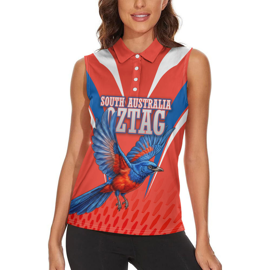 Personalized South Australia Oztag Bird Mascot Women Sleeveless Polo Shirt Dynamic Team Spirit Graphic