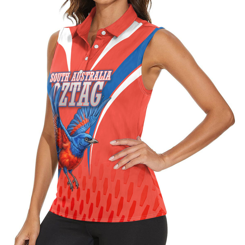 Personalized South Australia Oztag Bird Mascot Women Sleeveless Polo Shirt Dynamic Team Spirit Graphic