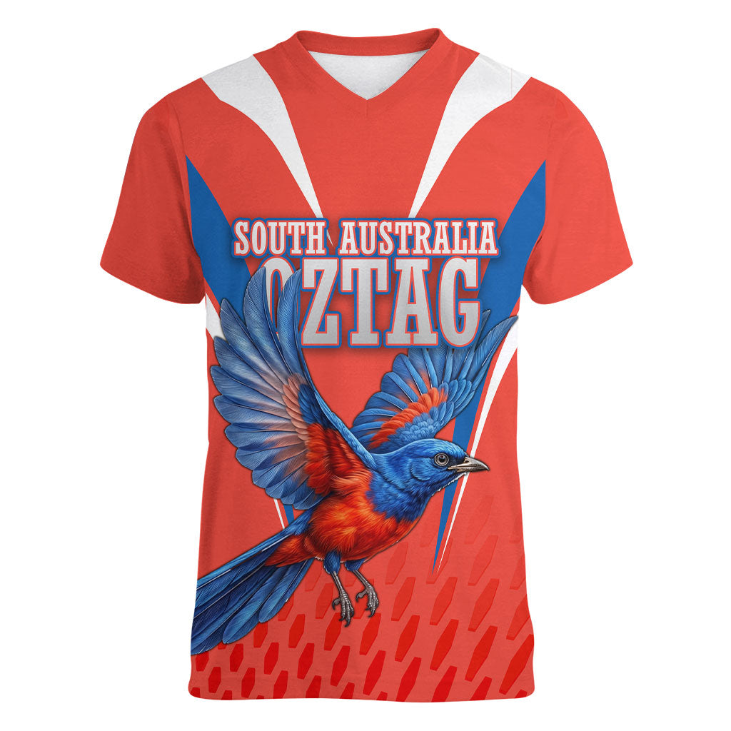 Personalized South Australia Oztag Bird Mascot Women V-Neck T-Shirt Dynamic Team Spirit Graphic
