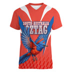 Personalized South Australia Oztag Bird Mascot Women V-Neck T-Shirt Dynamic Team Spirit Graphic