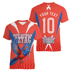 Personalized South Australia Oztag Bird Mascot Women V-Neck T-Shirt Dynamic Team Spirit Graphic