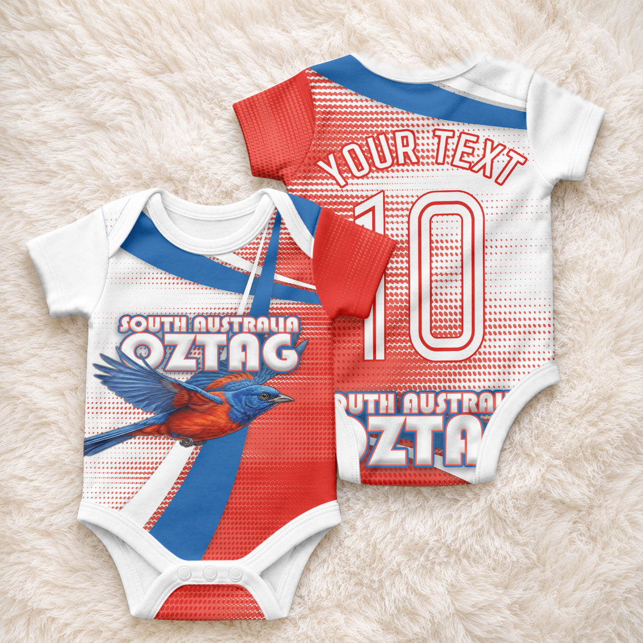 Personalised South Australia Oztag Bird Baby Onesie Australian Tag Rugby Bird Mascot