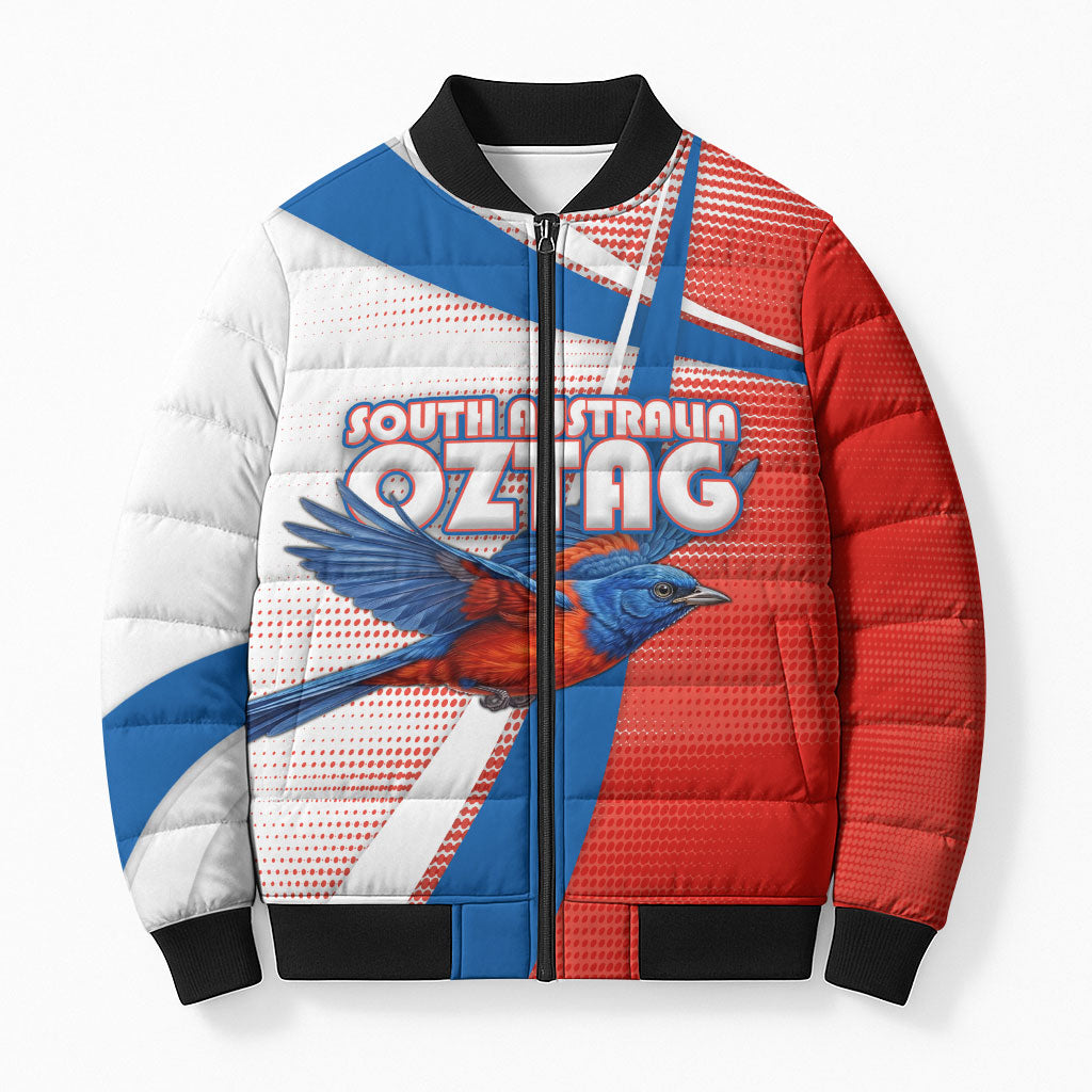 Personalised South Australia Oztag Bird Bomber Puffer Jacket Australian Tag Rugby Bird Mascot