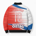 Personalised South Australia Oztag Bird Bomber Puffer Jacket Australian Tag Rugby Bird Mascot