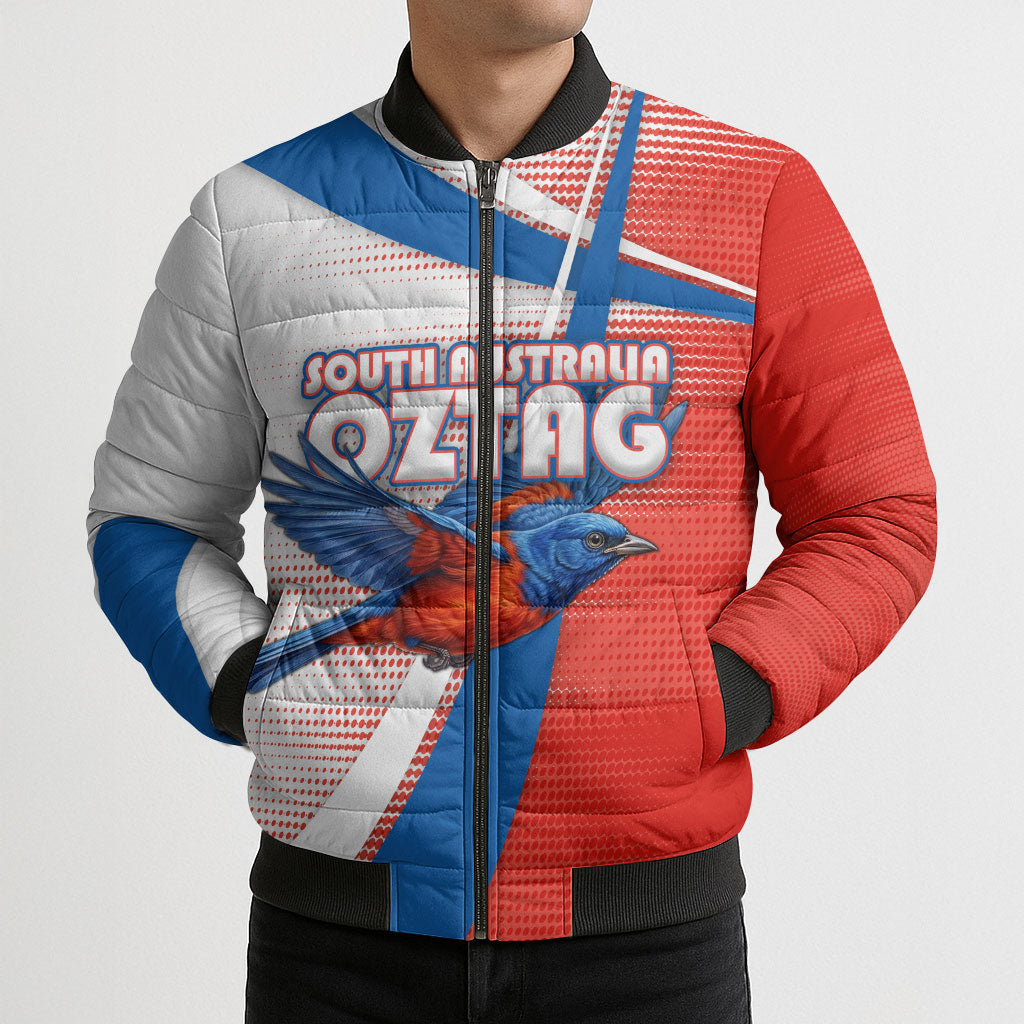 Personalised South Australia Oztag Bird Bomber Puffer Jacket Australian Tag Rugby Bird Mascot