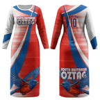 Personalised South Australia Oztag Bird Couples Matching Long Sleeve Bodycon Dress and Hawaiian Shirt Australian Tag Rugby Bird Mascot