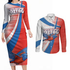 Personalised South Australia Oztag Bird Couples Matching Long Sleeve Bodycon Dress and Long Sleeve Button Shirt Australian Tag Rugby Bird Mascot