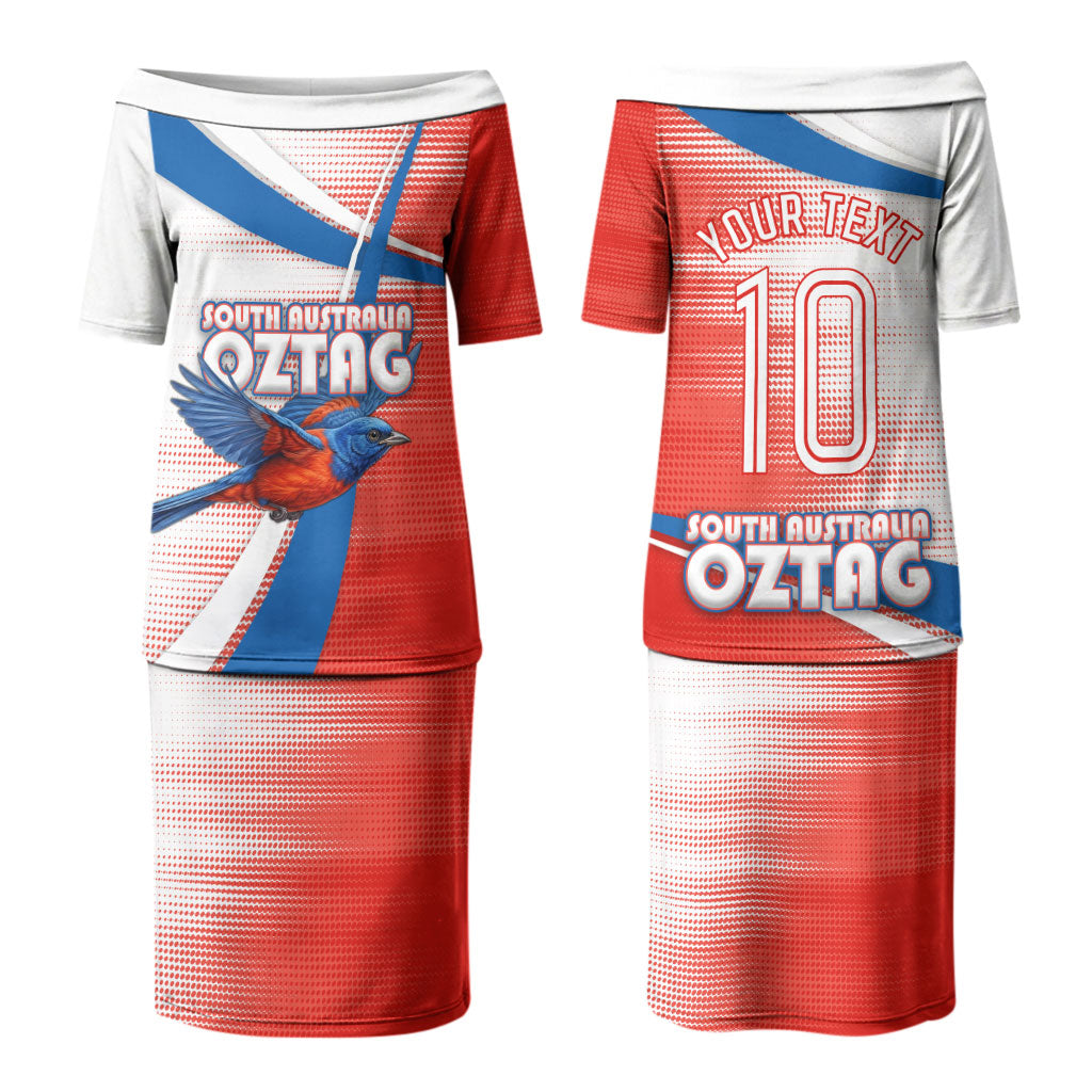 Personalised South Australia Oztag Bird Couples Matching Puletasi and Hawaiian Shirt Australian Tag Rugby Bird Mascot