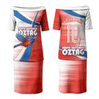 Personalised South Australia Oztag Bird Couples Matching Puletasi and Long Sleeve Button Shirt Australian Tag Rugby Bird Mascot