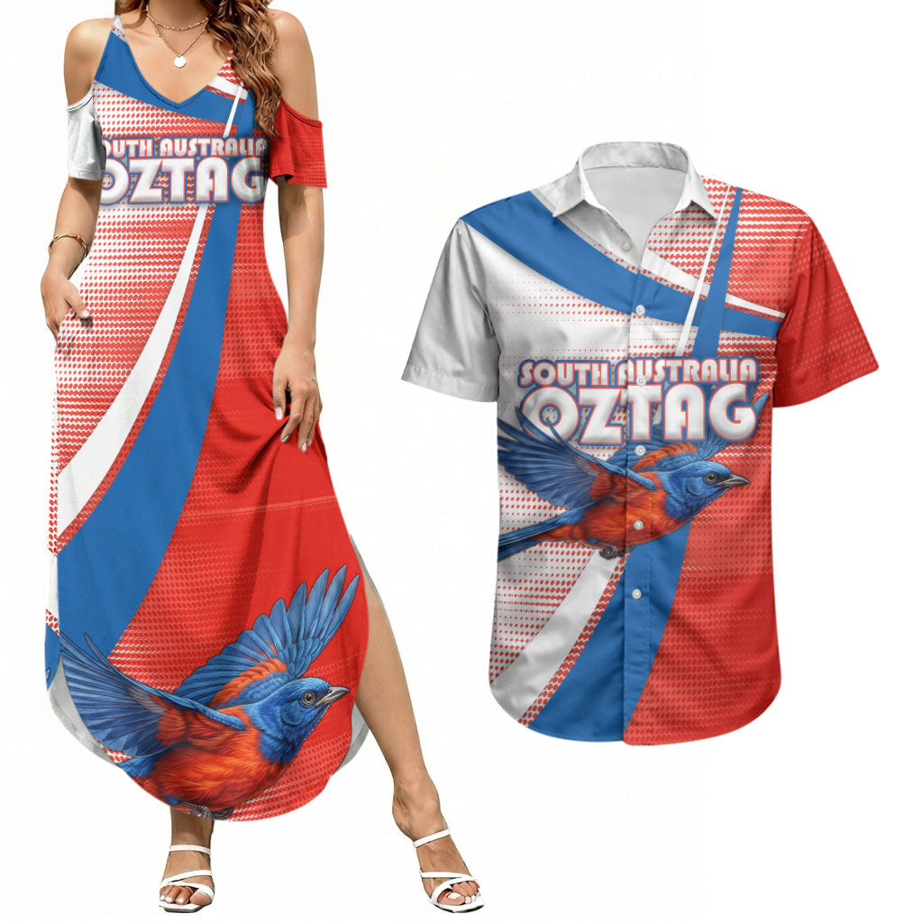 Personalised South Australia Oztag Bird Couples Matching Summer Maxi Dress and Hawaiian Shirt Australian Tag Rugby Bird Mascot