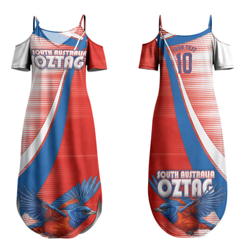 Personalised South Australia Oztag Bird Couples Matching Summer Maxi Dress and Hawaiian Shirt Australian Tag Rugby Bird Mascot