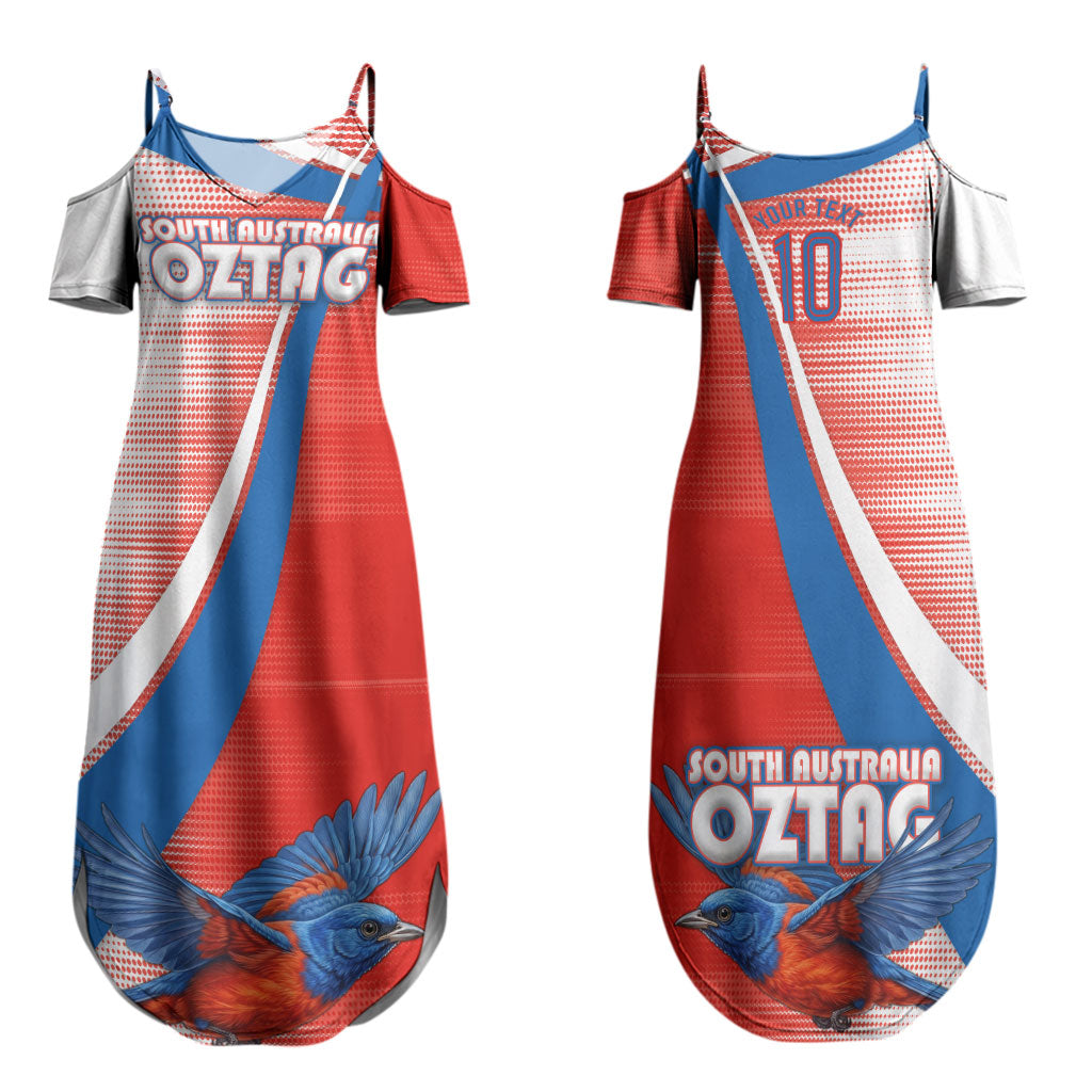 Personalised South Australia Oztag Bird Couples Matching Summer Maxi Dress and Long Sleeve Button Shirt Australian Tag Rugby Bird Mascot