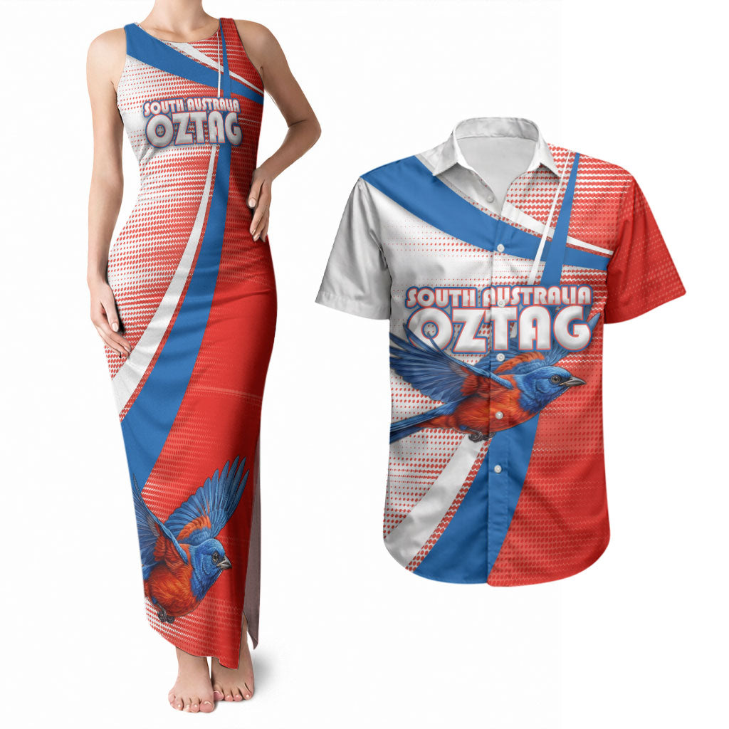 Personalised South Australia Oztag Bird Couples Matching Tank Maxi Dress and Hawaiian Shirt Australian Tag Rugby Bird Mascot