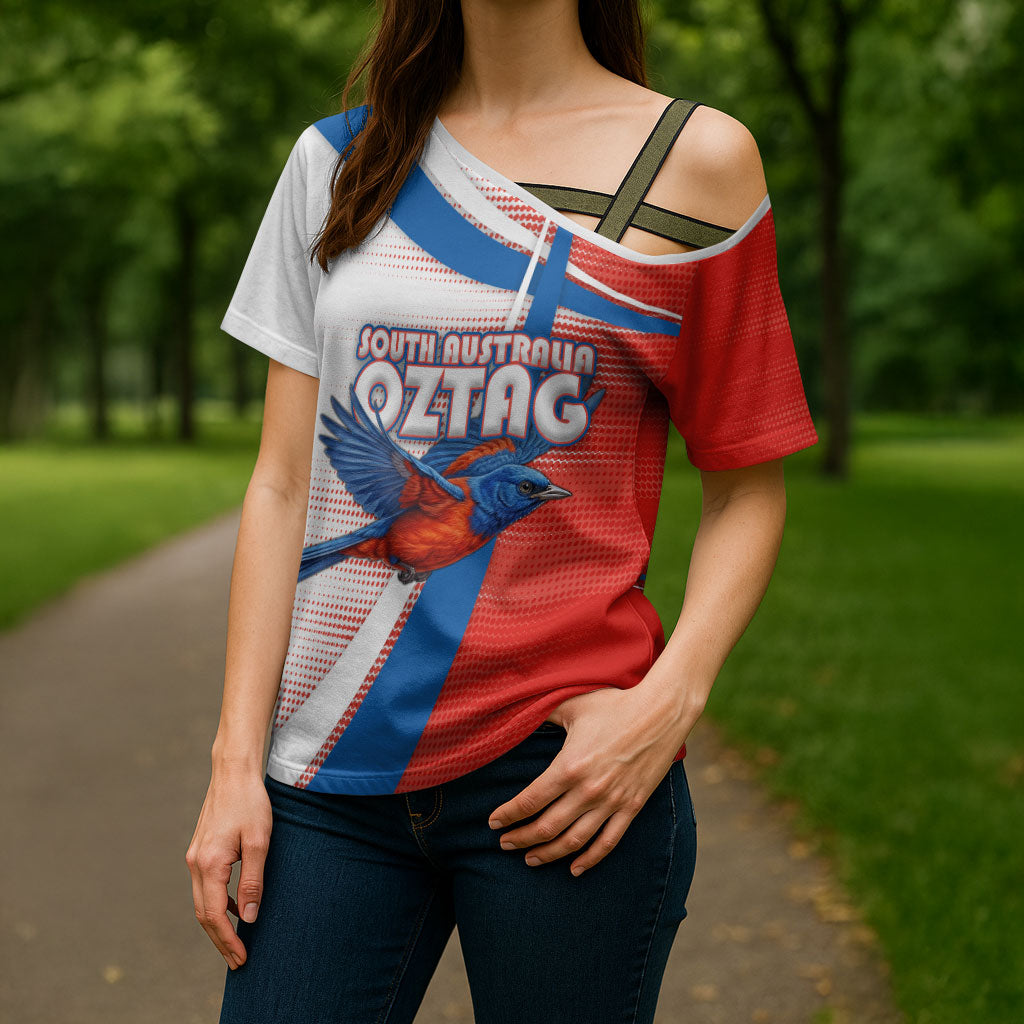 Personalised South Australia Oztag Bird Cross Shoulder Shirt Australian Tag Rugby Bird Mascot