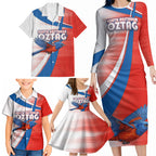 Personalised South Australia Oztag Bird Family Matching Long Sleeve Bodycon Dress and Hawaiian Shirt Australian Tag Rugby Bird Mascot