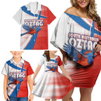 Personalised South Australia Oztag Bird Family Matching Off Shoulder Short Dress and Hawaiian Shirt Australian Tag Rugby Bird Mascot
