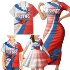 Personalised South Australia Oztag Bird Family Matching Short Sleeve Bodycon Dress and Hawaiian Shirt Australian Tag Rugby Bird Mascot