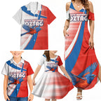 Personalised South Australia Oztag Bird Family Matching Summer Maxi Dress and Hawaiian Shirt Australian Tag Rugby Bird Mascot