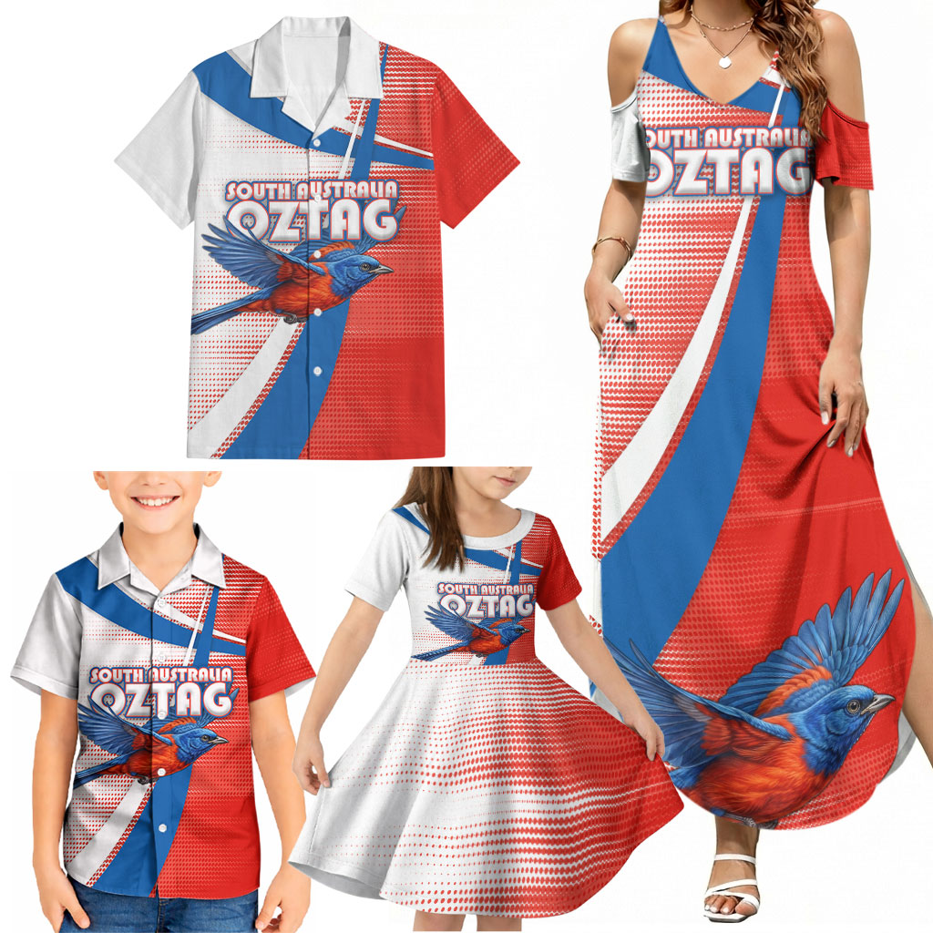 Personalised South Australia Oztag Bird Family Matching Summer Maxi Dress and Hawaiian Shirt Australian Tag Rugby Bird Mascot