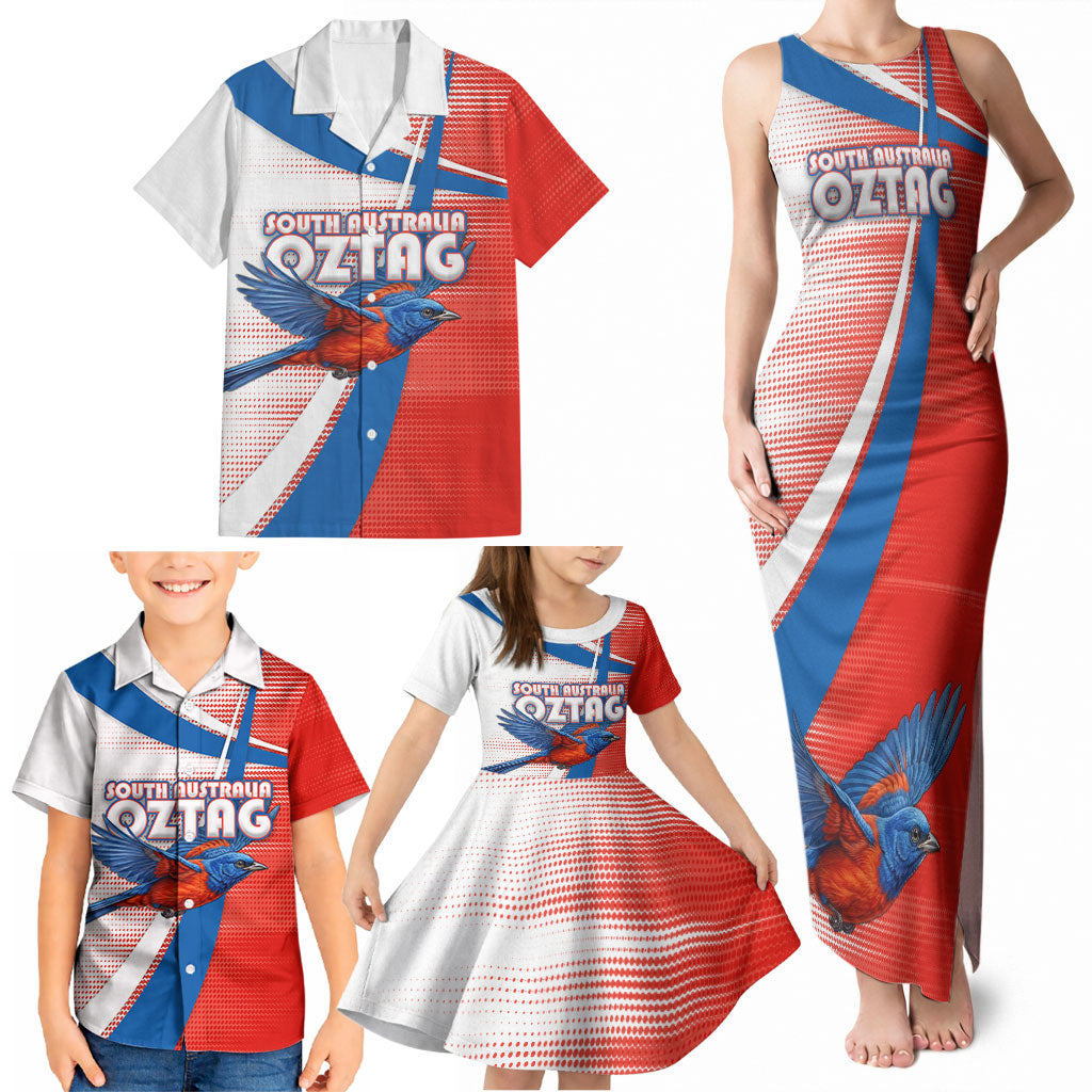 Personalised South Australia Oztag Bird Family Matching Tank Maxi Dress and Hawaiian Shirt Australian Tag Rugby Bird Mascot
