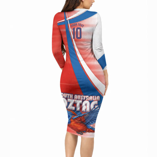 Personalised South Australia Oztag Bird Long Sleeve Bodycon Dress Australian Tag Rugby Bird Mascot