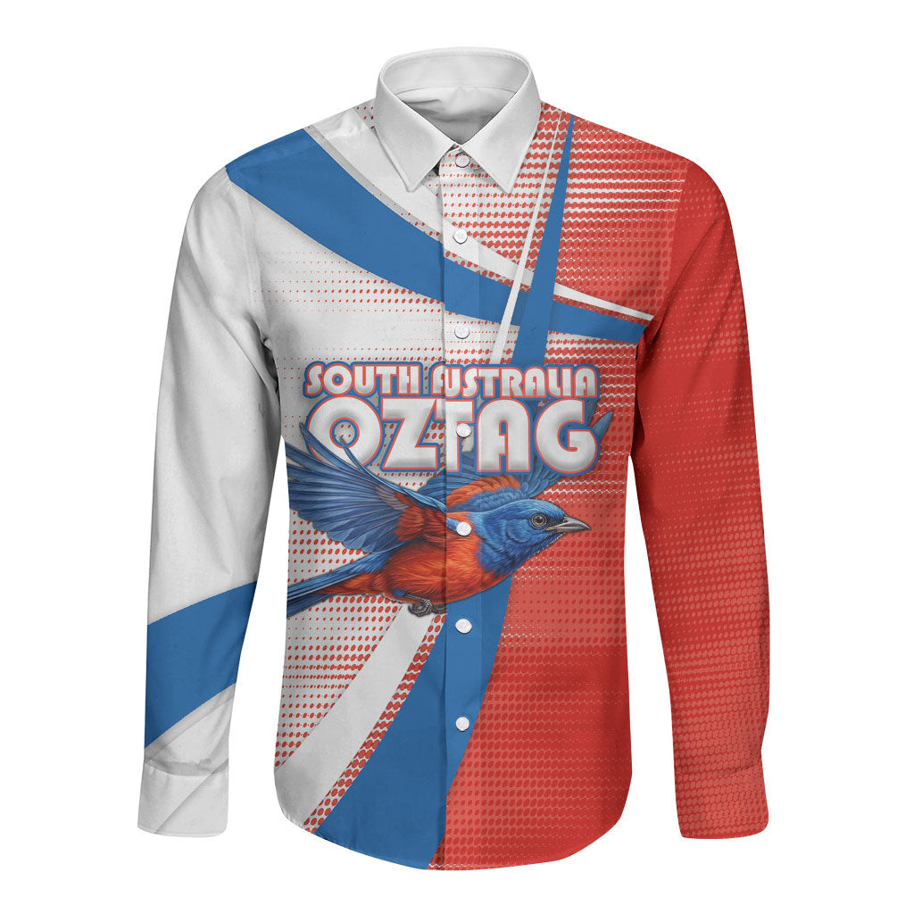 Personalised South Australia Oztag Bird Long Sleeve Button Shirt Australian Tag Rugby Bird Mascot