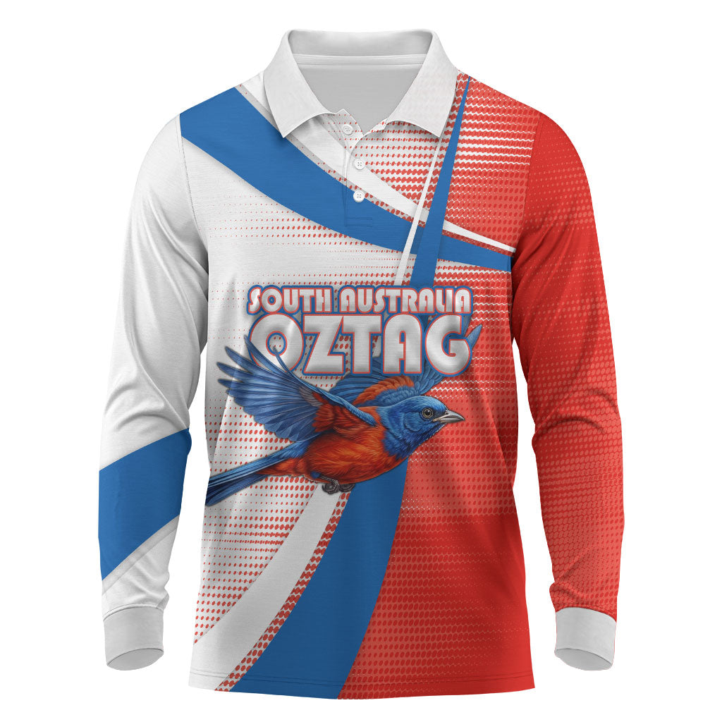 Personalised South Australia Oztag Bird Long Sleeve Polo Shirt Australian Tag Rugby Bird Mascot