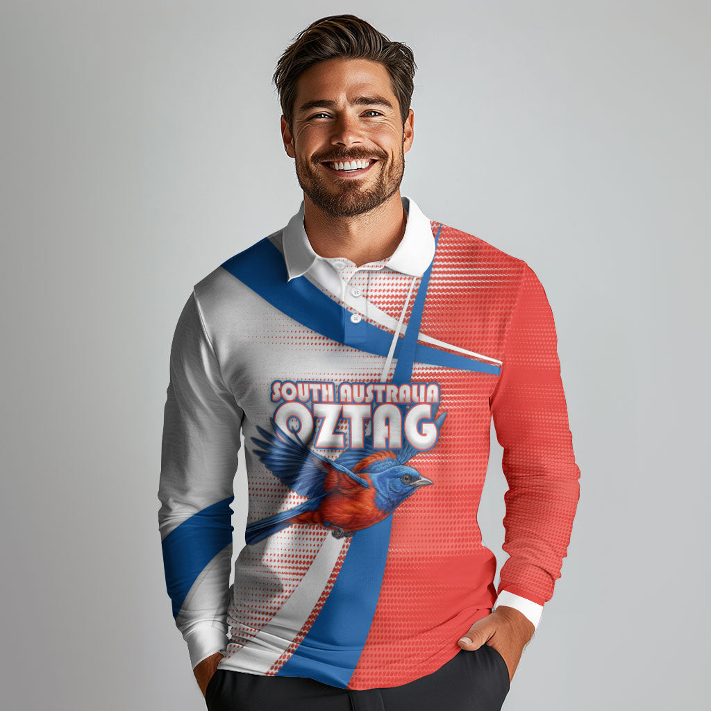 Personalised South Australia Oztag Bird Long Sleeve Polo Shirt Australian Tag Rugby Bird Mascot