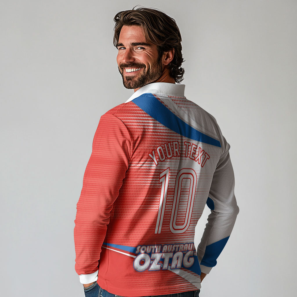 Personalised South Australia Oztag Bird Long Sleeve Polo Shirt Australian Tag Rugby Bird Mascot