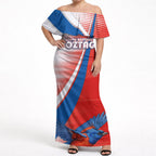 Personalised South Australia Oztag Bird Off Shoulder Maxi Dress Australian Tag Rugby Bird Mascot
