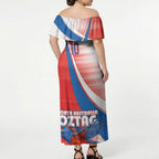 Personalised South Australia Oztag Bird Off Shoulder Maxi Dress Australian Tag Rugby Bird Mascot