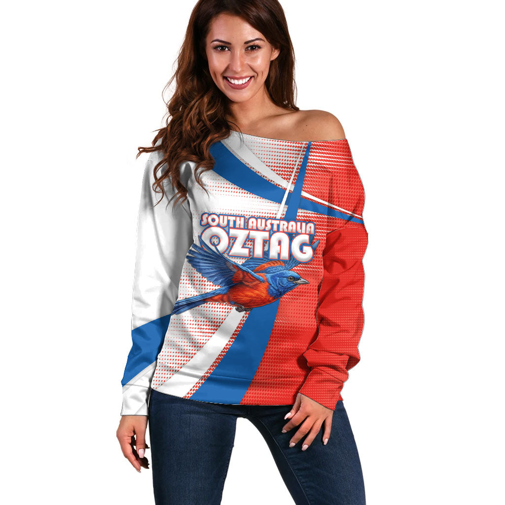 Personalised South Australia Oztag Bird Off Shoulder Sweater Australian Tag Rugby Bird Mascot