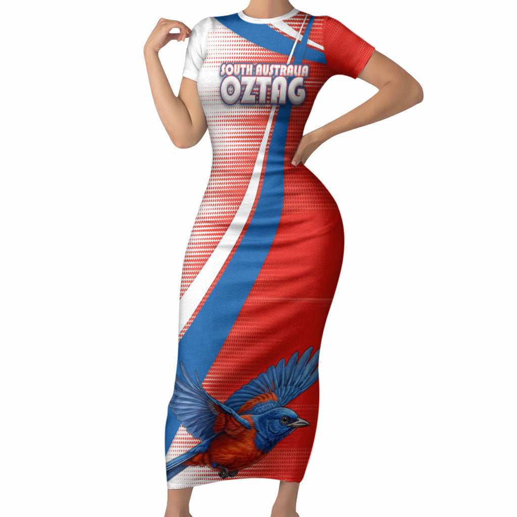 Personalised South Australia Oztag Bird Short Sleeve Bodycon Dress Australian Tag Rugby Bird Mascot