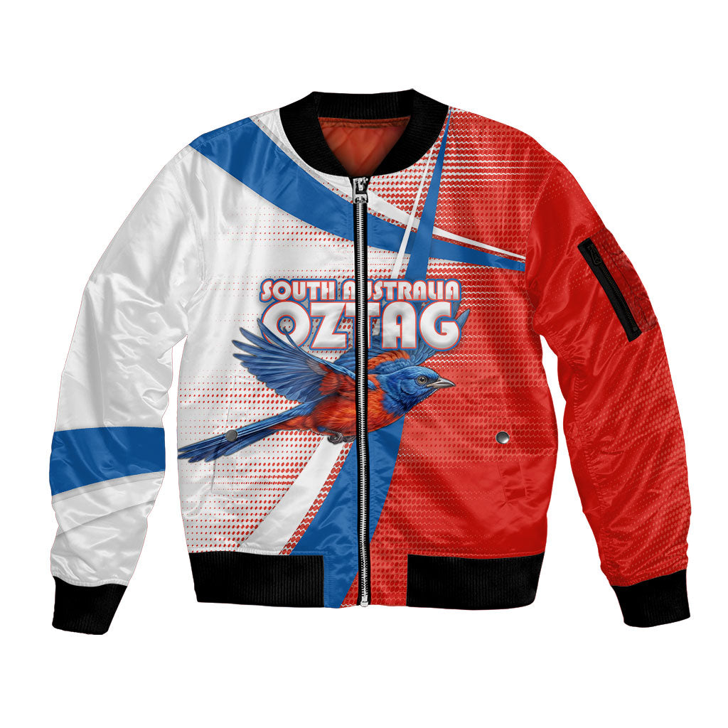 Personalised South Australia Oztag Bird Sleeve Zip Bomber Jacket Australian Tag Rugby Bird Mascot