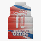 Personalised South Australia Oztag Bird Sleeveless Puffer Jacket Australian Tag Rugby Bird Mascot