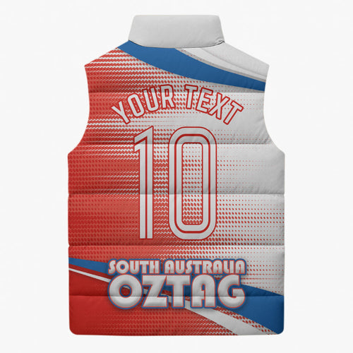 Personalised South Australia Oztag Bird Sleeveless Puffer Jacket Australian Tag Rugby Bird Mascot