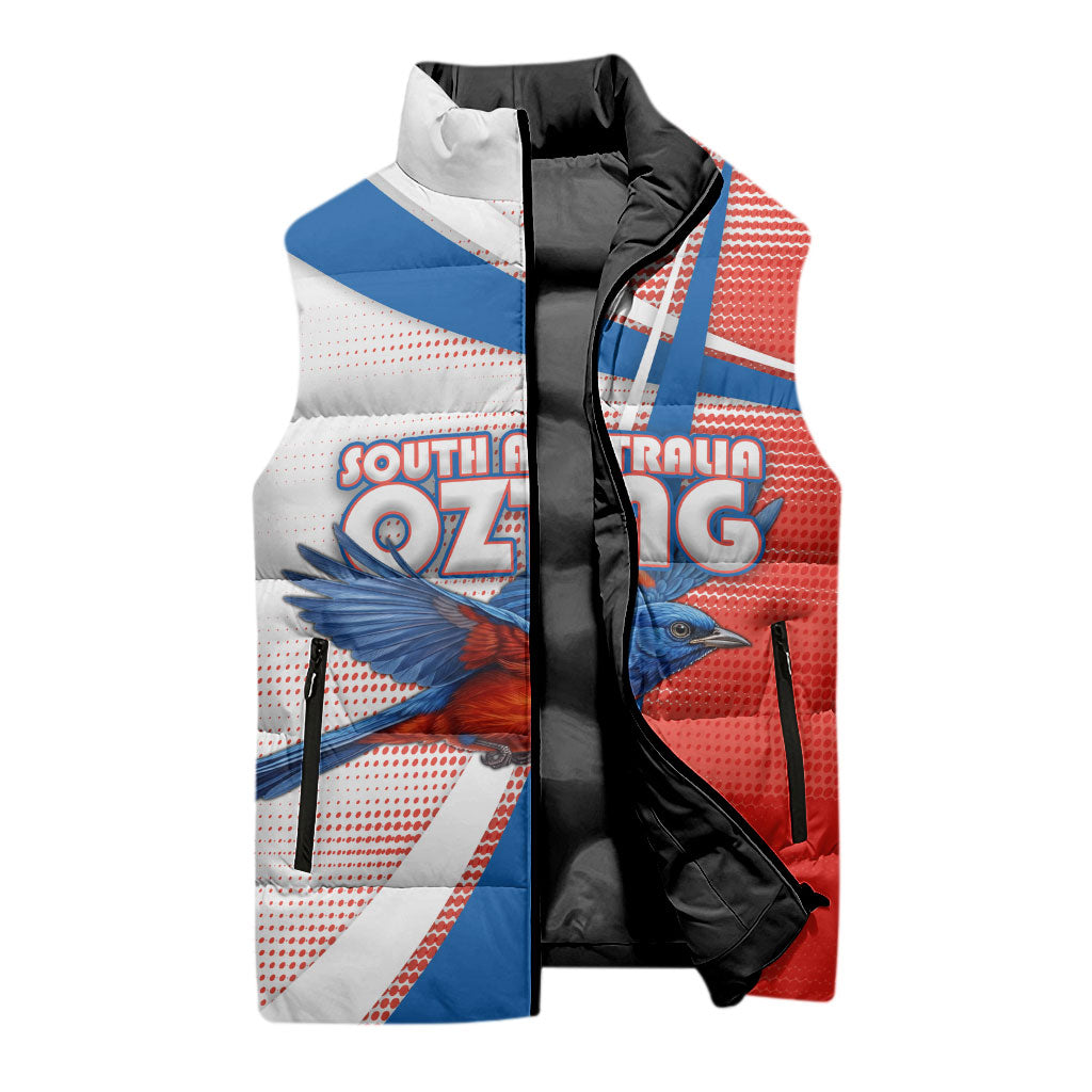 Personalised South Australia Oztag Bird Sleeveless Puffer Jacket Australian Tag Rugby Bird Mascot