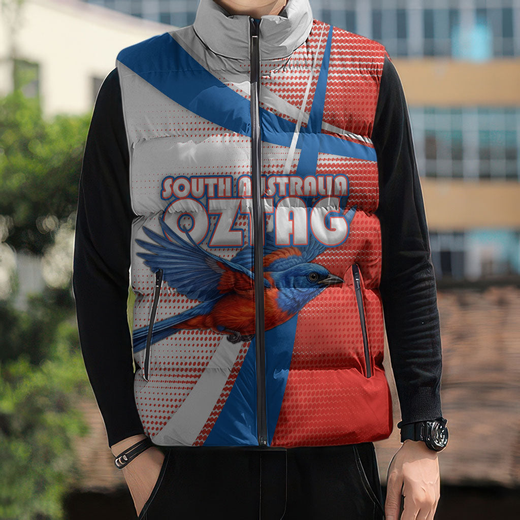 Personalised South Australia Oztag Bird Sleeveless Puffer Jacket Australian Tag Rugby Bird Mascot