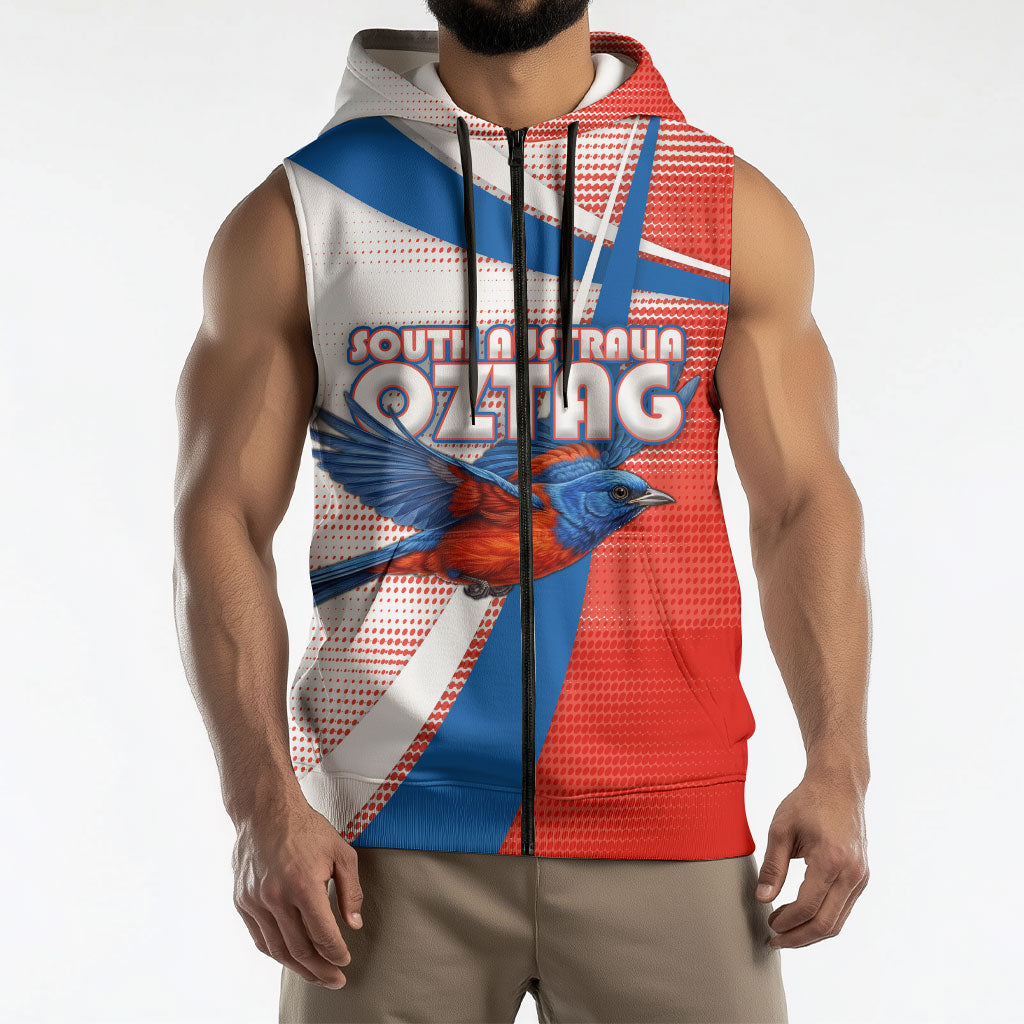 Personalised South Australia Oztag Bird Sleeveless Zip Hoodie Australian Tag Rugby Bird Mascot