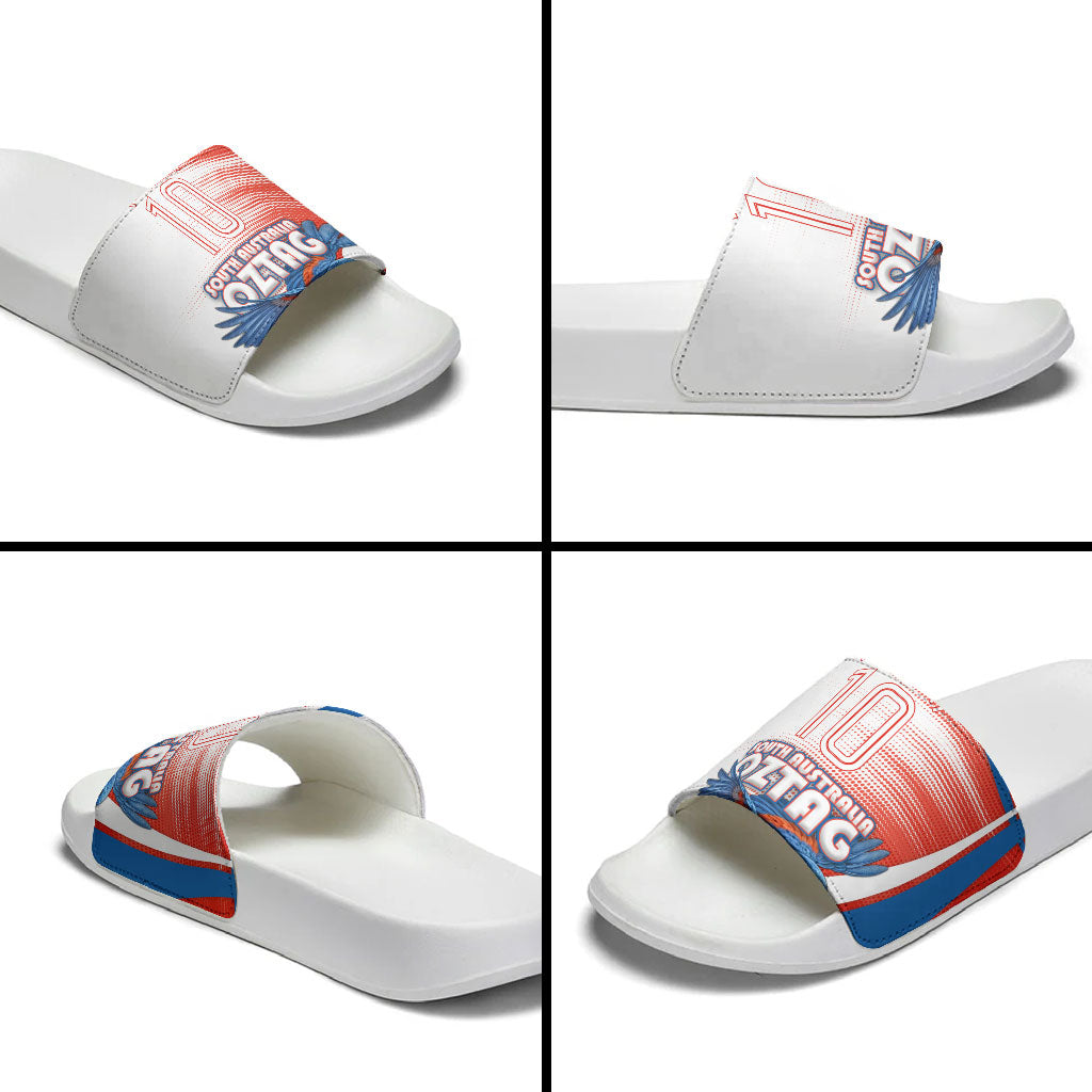Personalised South Australia Oztag Bird Slide Sandals Australian Tag Rugby Bird Mascot