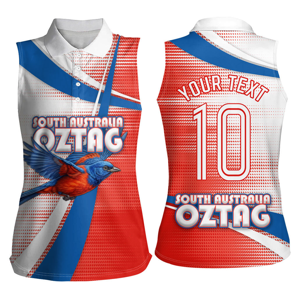 Personalised South Australia Oztag Bird Women Sleeveless Polo Shirt Australian Tag Rugby Bird Mascot