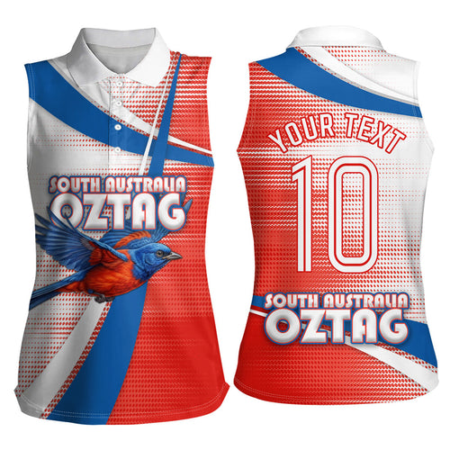 Personalised South Australia Oztag Bird Women Sleeveless Polo Shirt Australian Tag Rugby Bird Mascot